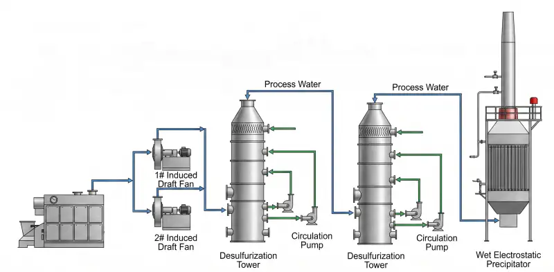 Lithium Battery Flue Gas Treatment Process Flow Diagram