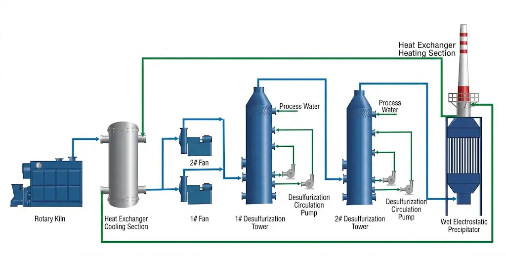 Steel Industry Flue Gas Treatment Process Flow Diagram
